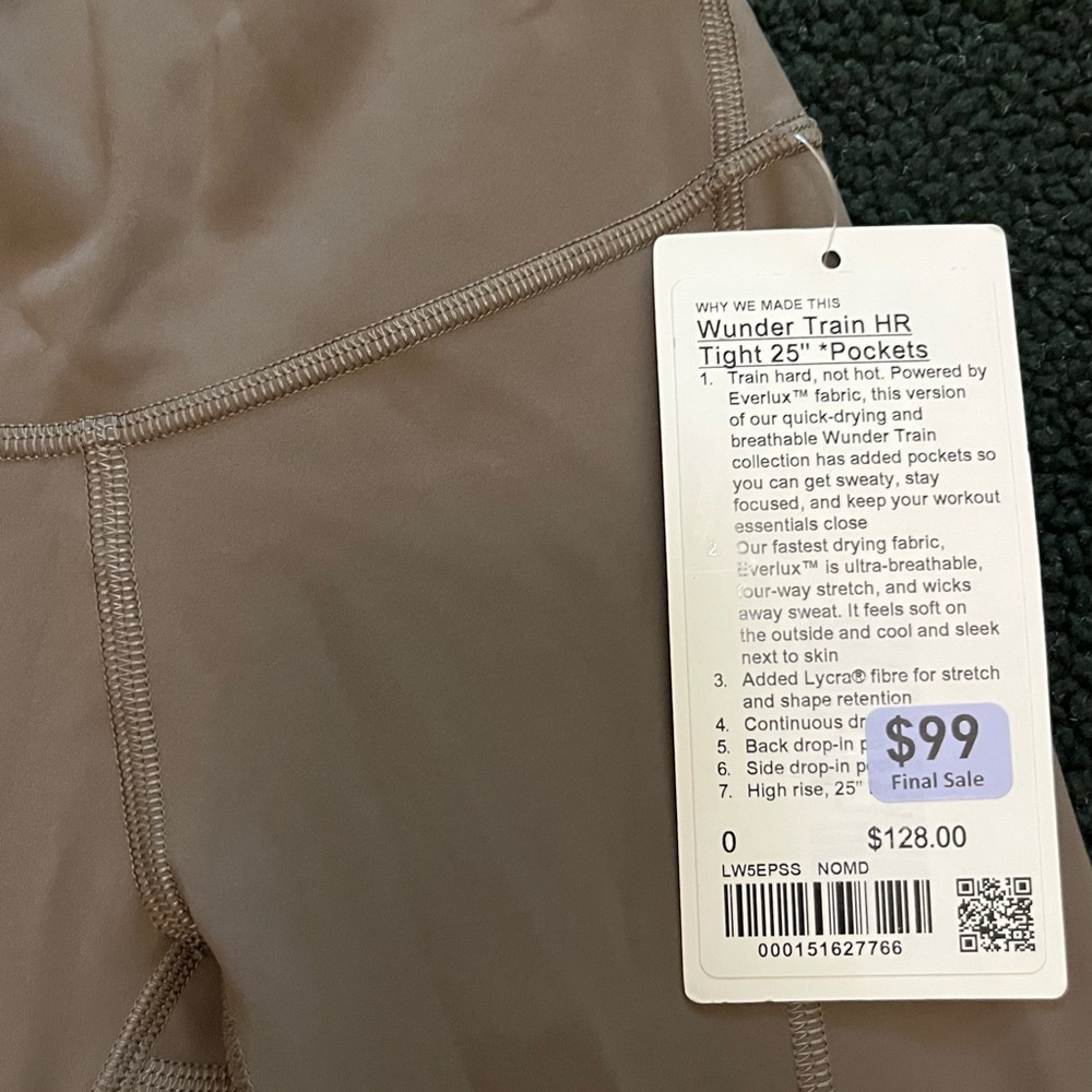 Lululemon Wunder Train High-Rise Tight with Pockets 25” NOMAD 0 NWT